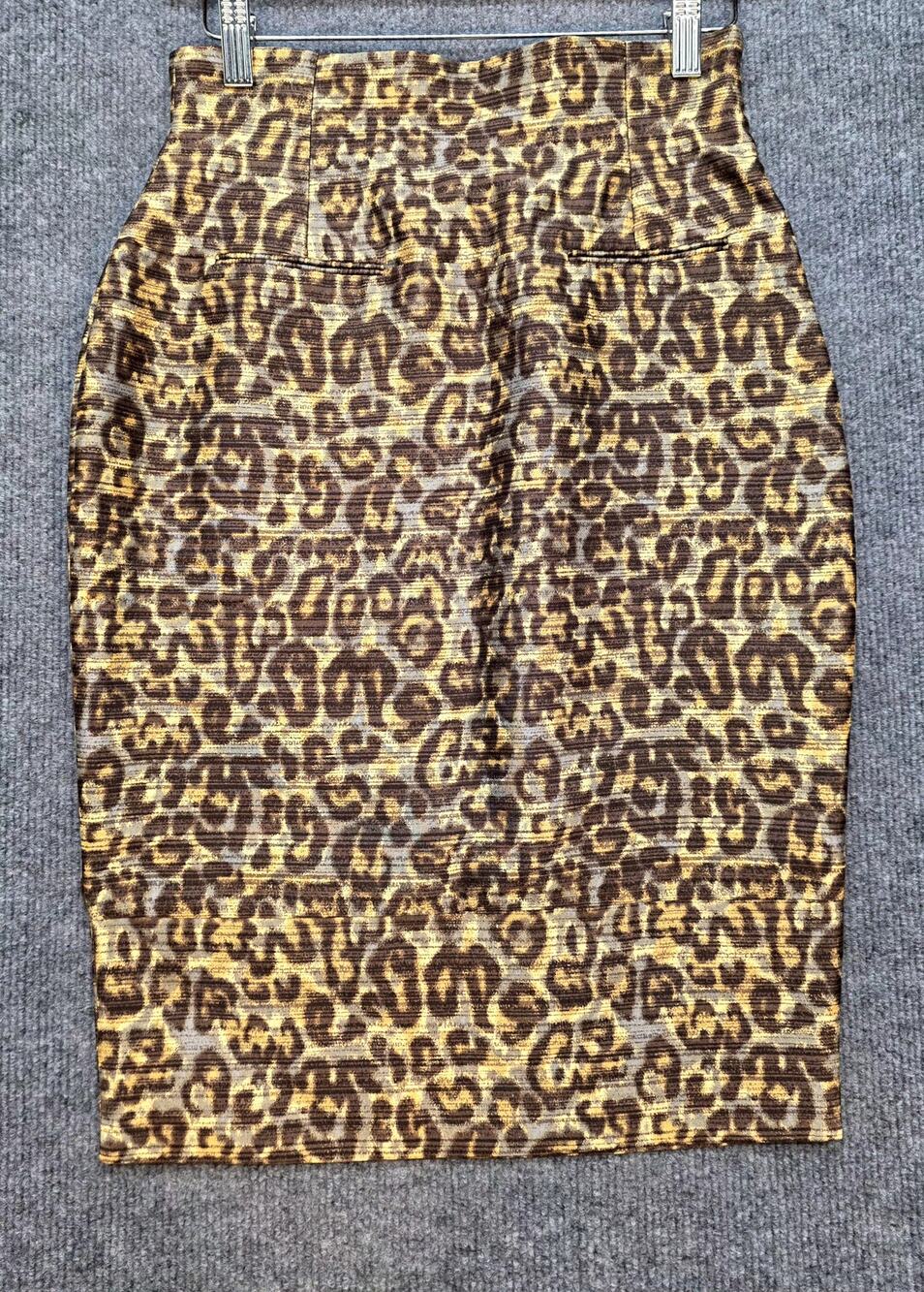Tracy Reese New York Wool Silk Leopard Print Pencil Skirt Sz 2 Jacquard 90s/Y2K